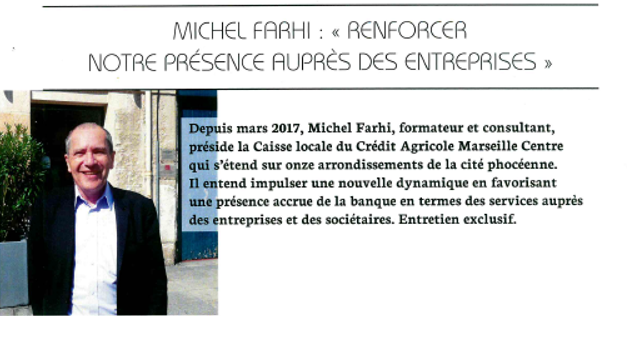 Michel Farhi, nouveau Président de la Caisse Agricole Marseille Centre